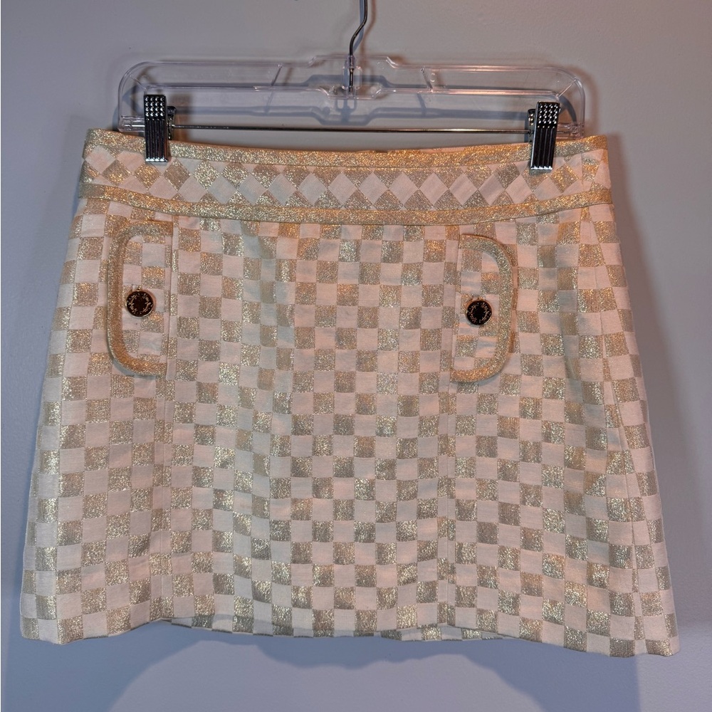 Lilly Pulitzer Tate Metallic Gold Checkered Skirt